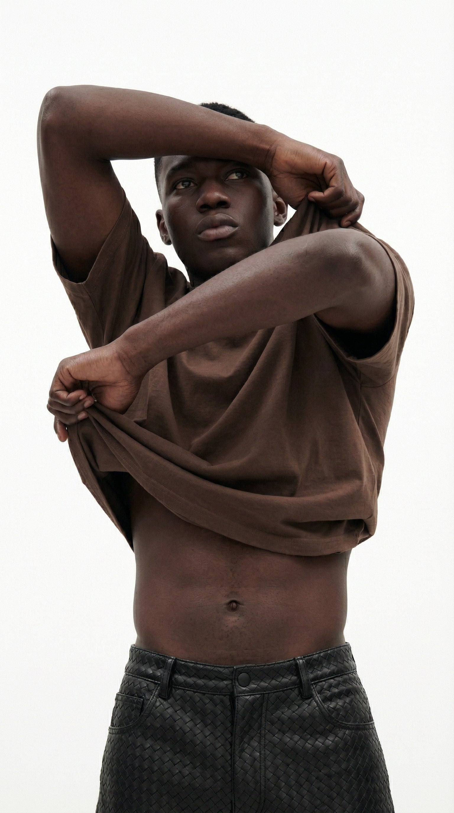 OVERSIZE BROWN HALF-SLEEVE T-SHIRT