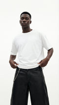 OVERSIZE WHITE HALF-SLEEVE T-SHIRT