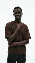 OVERSIZE BROWN HALF-SLEEVE T-SHIRT