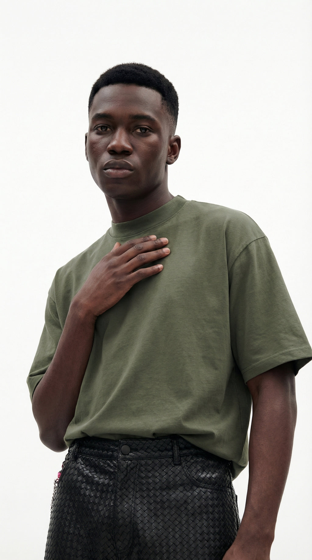ARMY-GREEN OVERSIZE HALF-SLEEVE T-SHIRT