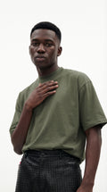 ARMY-GREEN OVERSIZE HALF-SLEEVE T-SHIRT