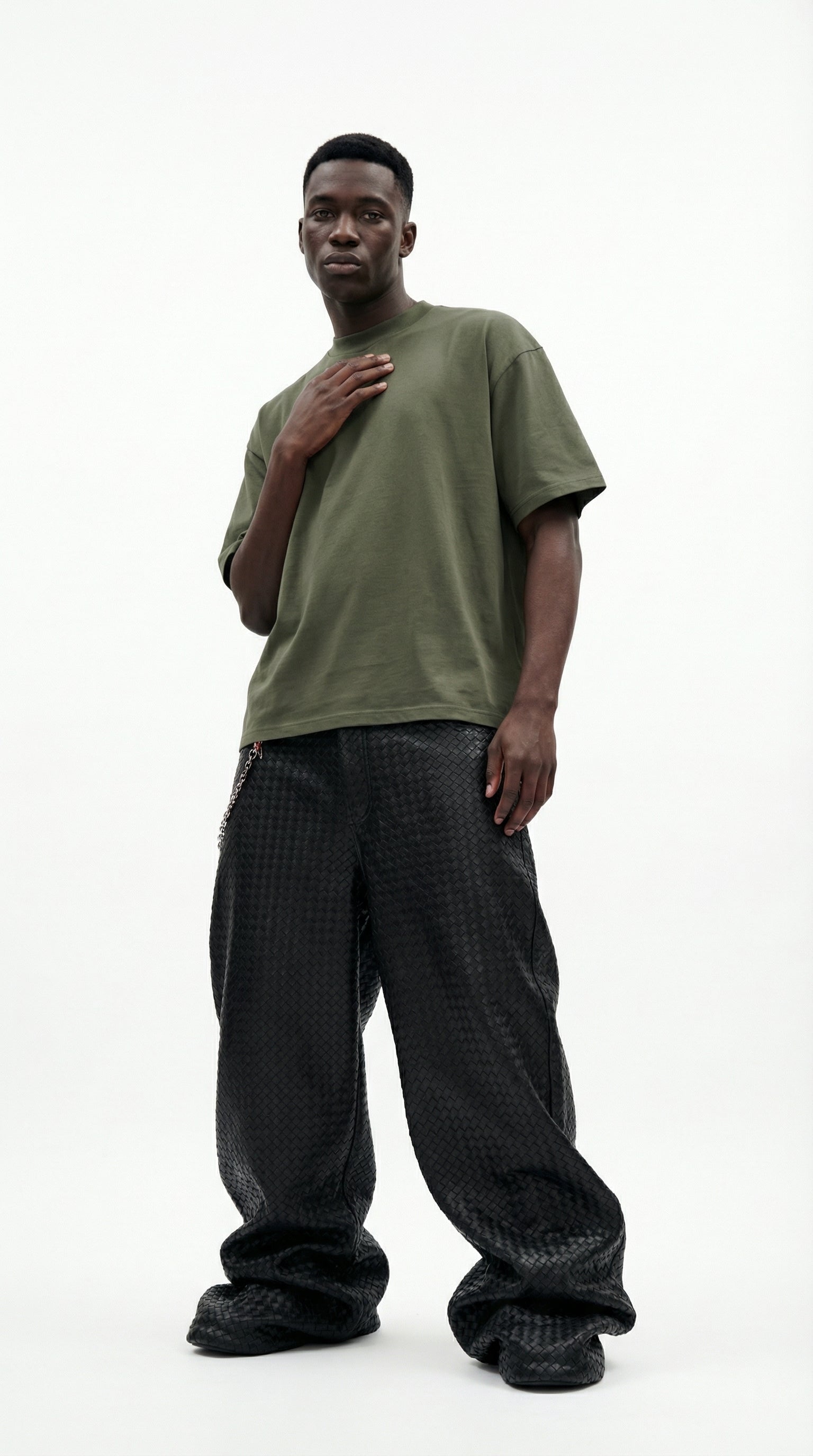 ARMY-GREEN OVERSIZE HALF-SLEEVE T-SHIRT