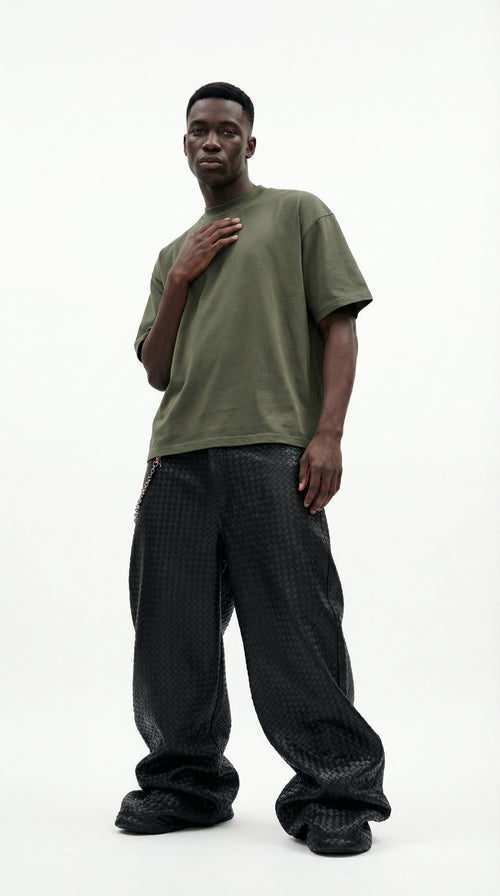 ARMY-GREEN OVERSIZE HALF-SLEEVE T-SHIRT